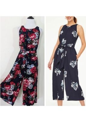 Loft Capri Length Floral Tie Back Jumpsuit / Romper / Jumper - Size XS Womens
